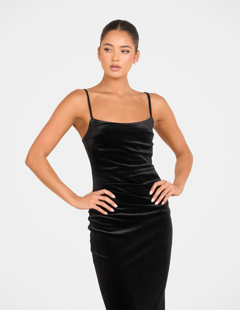 Bronie Cowl Neck Velvet Gown